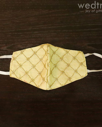 Face Mask With Golden Embroidery Work - W4642 Masks