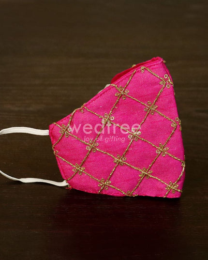 Face Mask With Golden Embroidery Work - W4642 Masks