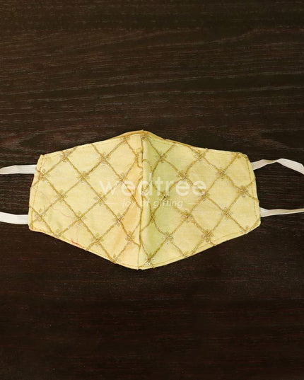 Face Mask With Golden Embroidery Work - W4642 Masks