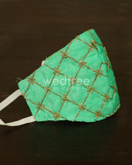 Face Mask With Golden Embroidery Work - W4642 Masks