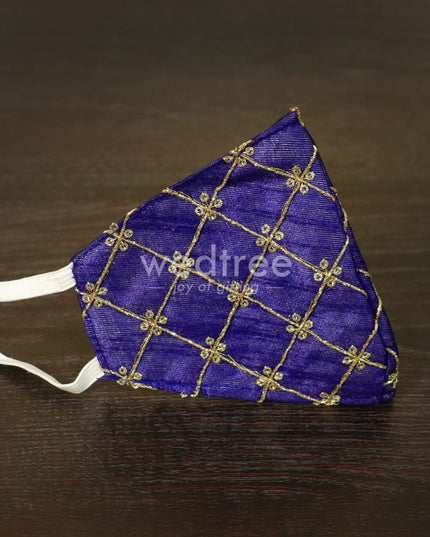 Face Mask With Golden Embroidery Work - W4642 Masks