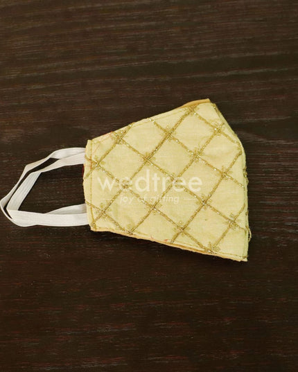 Face Mask With Golden Embroidery Work - W4642 Masks