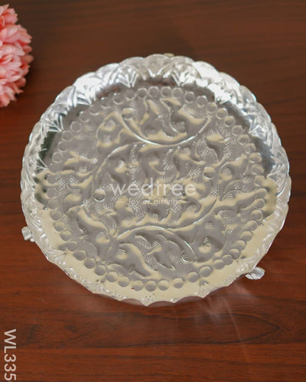 German Silver Pooja Tray With Elephant Stand - 10 Inch Wl3350 Utility