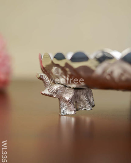 German Silver Pooja Tray With Elephant Stand - 10 Inch Wl3350 Utility