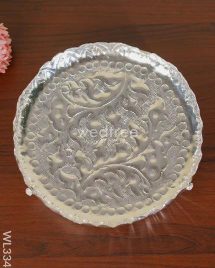 German Silver Pooja Tray With Elephant Stand - 12 Inch Wl3349 Utility
