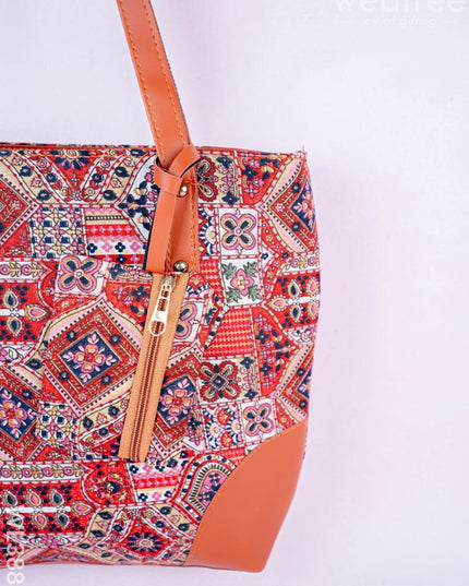 Faux Leather Hand Bag with Mini Coin Purse - WL3888 - Printed Fabric Bags