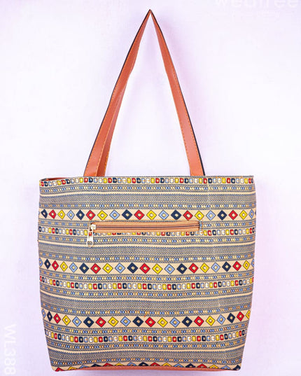 Faux Leather Hand Bag with Mini Coin Purse - WL3888 - Printed Fabric Bags