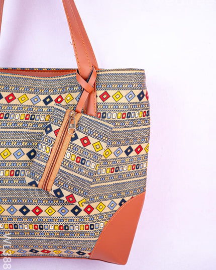 Faux Leather Hand Bag with Mini Coin Purse - WL3888 - Printed Fabric Bags