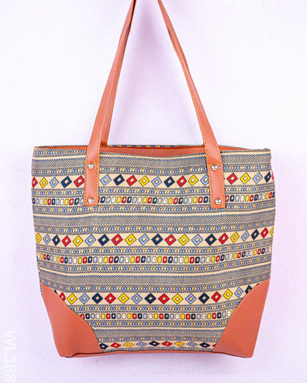 Faux Leather Hand Bag with Mini Coin Purse - WL3888 - Printed Fabric Bags