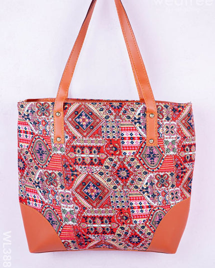 Faux Leather Hand Bag with Mini Coin Purse - WL3888 - Printed Fabric Bags