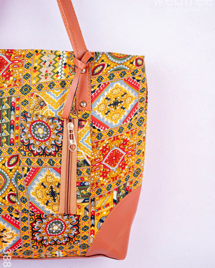 Faux Leather Hand Bag with Mini Coin Purse - WL3888 - Printed Fabric Bags