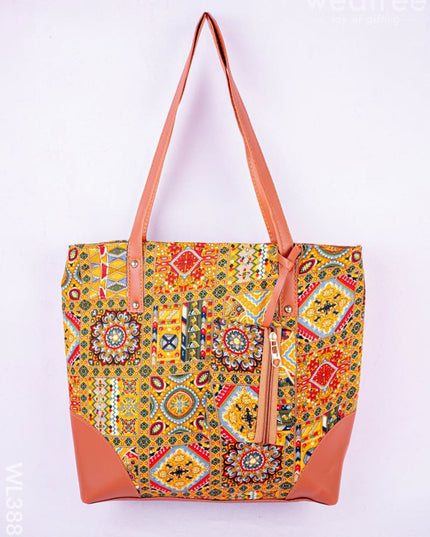 Faux Leather Hand Bag with Mini Coin Purse - WL3888 - Printed Fabric Bags