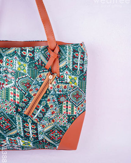 Faux Leather Hand Bag with Mini Coin Purse - WL3888 - Printed Fabric Bags