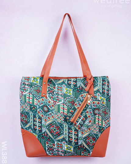 Faux Leather Hand Bag with Mini Coin Purse - WL3888 - Printed Fabric Bags