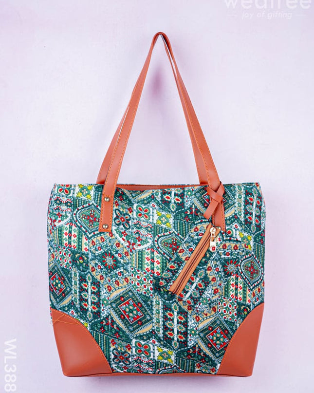 Faux Leather Hand Bag with Mini Coin Purse - WL3888 - Printed Fabric Bags