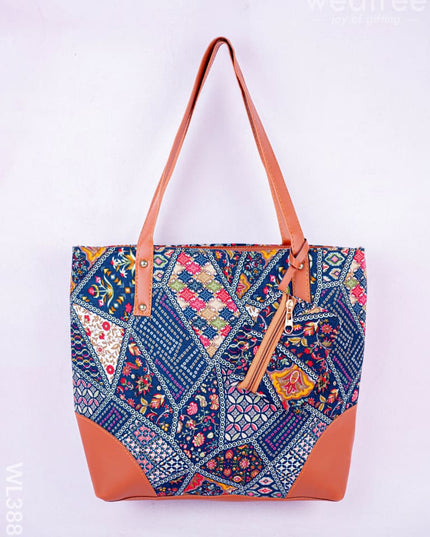 Faux Leather Hand Bag with Mini Coin Purse - WL3888 - Printed Fabric Bags