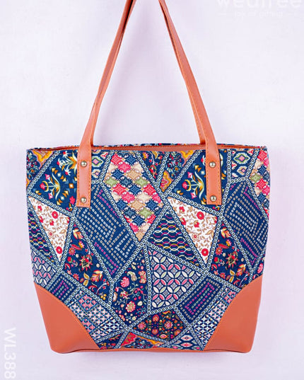 Faux Leather Hand Bag with Mini Coin Purse - WL3888 - Printed Fabric Bags