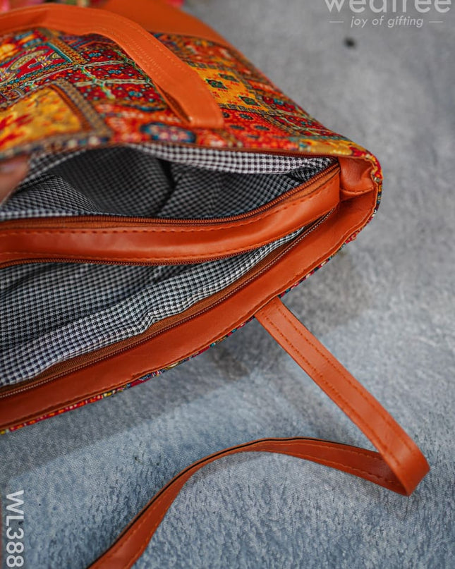 Faux Leather Hand Bag with Mini Coin Purse - WL3888 - Printed Fabric Bags