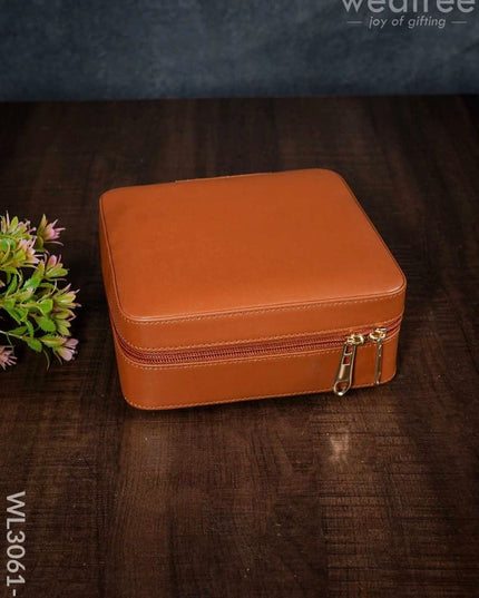 Faux Leather Jewel Box - (6.5X6.5) Wl3061 Brown Organizers