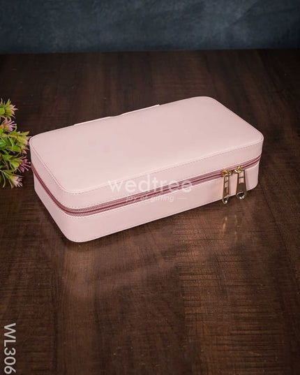 Faux Leather Jewel Box With Mirror - (8.7X5) Wl3063 Baby Pink Organizers