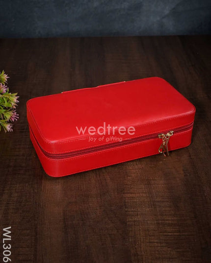 Faux Leather Jewel Box With Mirror - (8.7X5) Wl3063 Red Organizers