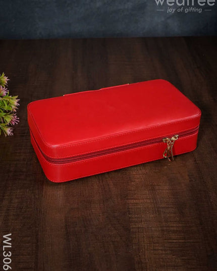 Faux Leather Jewel Box With Mirror - (8.7X5) Wl3063 Red Organizers