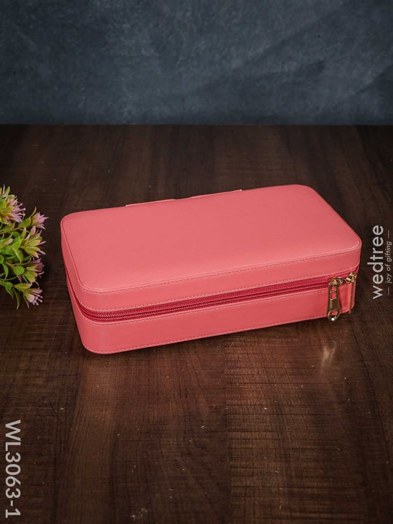 Faux Leather Jewel Box With Mirror - (8.7X5) Wl3063 Pink Organizers