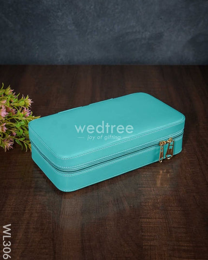 Faux Leather Jewel Box With Mirror - (8.7X5) Wl3063 Blue Organizers