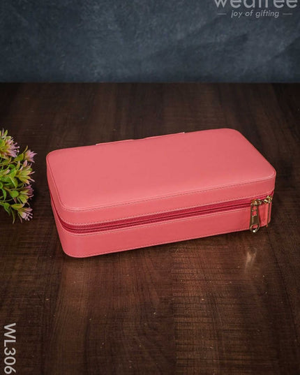 Faux Leather Jewel Box With Mirror - (8.7X5) Wl3063 Pink Organizers