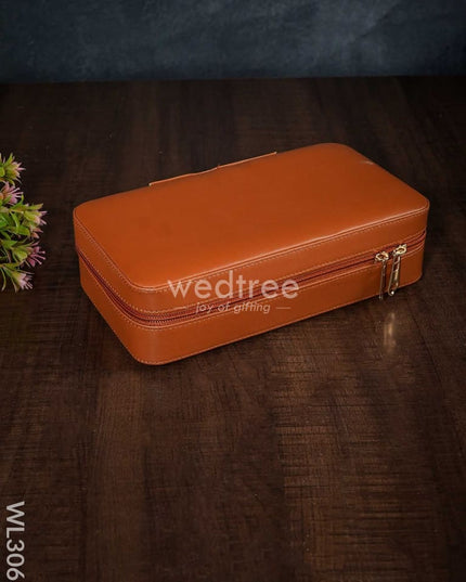 Faux Leather Jewel Box With Mirror - (8.7X5) Wl3063 Brown Organizers