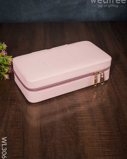 Faux Leather Jewel Box With Mirror - (8.7X5) Wl3063 Baby Pink Organizers