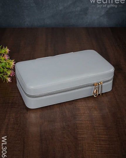 Faux Leather Jewel Box With Mirror - (8.7X5) Wl3063 Grey Organizers