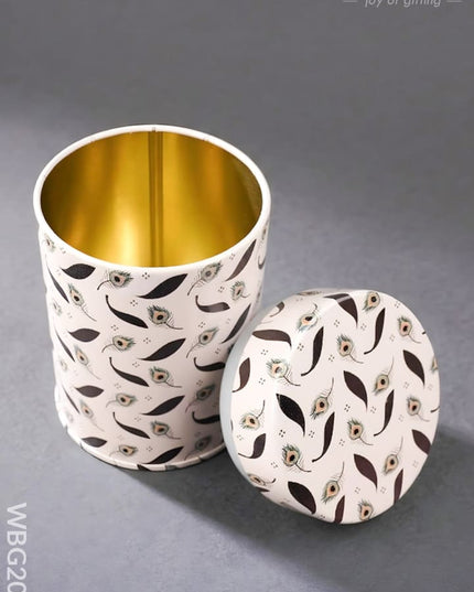 Feather Printed Tin Jar - WBG2032 - Tin Jars & Boxes RG