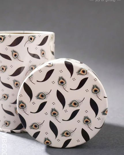 Feather Printed Tin Jar - WBG2032 - Tin Jars & Boxes RG