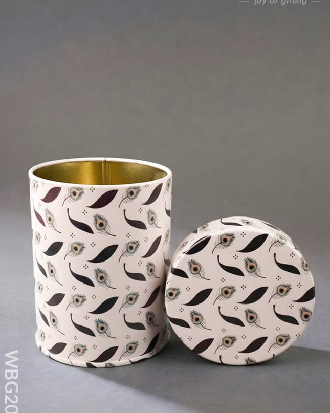 Feather Printed Tin Jar - WBG2032 - Tin Jars & Boxes RG