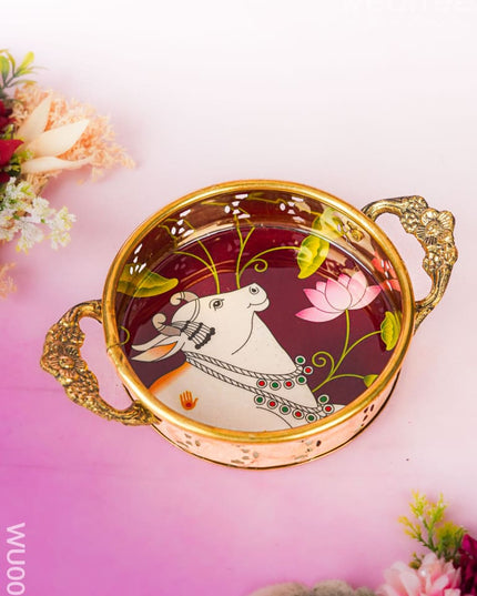 Ugadi Combo - Brass tray with Diya & Shank & Chakra - WGC0069 Return Gift Combos