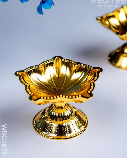 Five Face Diya - Set of 2 - Gold - WBG1875-1 - White Metal Diya RG
