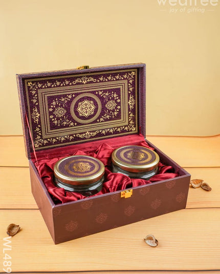 Floral 2 Jar Dry Fruit Box - WL4896 - Dry Fruit Box