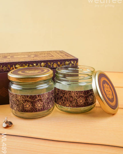 Floral 2 Jar Dry Fruit Box - WL4896 - Dry Fruit Box