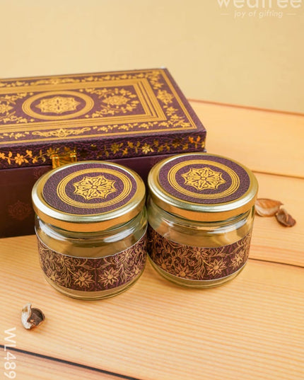 Floral 2 Jar Dry Fruit Box - WL4896 - Dry Fruit Box