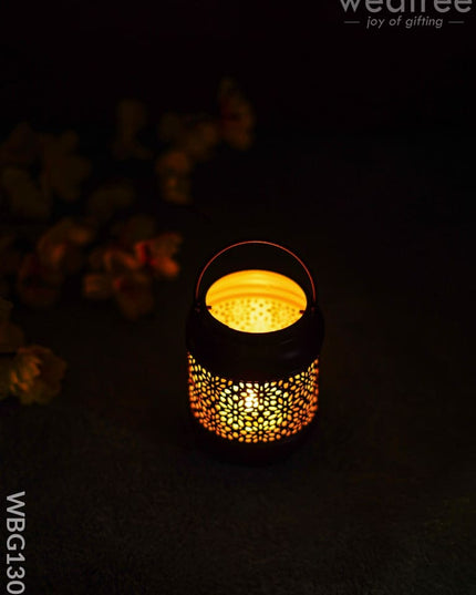 Floral Cylindrical Votive With Handle - Wbg1309 Diyas & Candle Holders