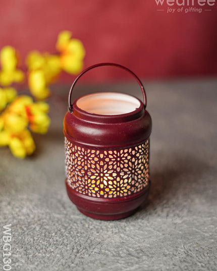 Floral Cylindrical Votive With Handle - Wbg1309 Diyas & Candle Holders