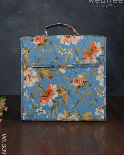 Floral Design Jewel Pouch With Handle (10X10) - Wl3096 Blue Organizers