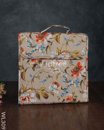 Floral Design Jewel Pouch With Handle (10X10) - Wl3096 Beige Organizers