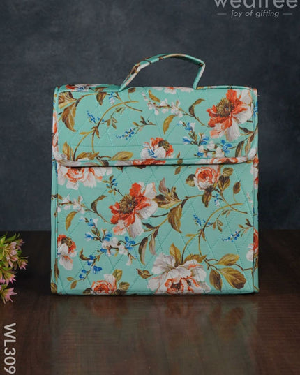 Floral Design Jewel Pouch With Handle (10X10) - Wl3096 Green Organizers