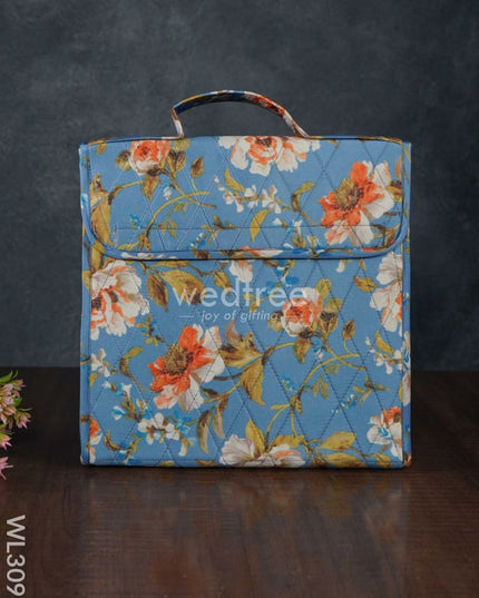 Floral Design Jewel Pouch With Handle (10X10) - Wl3096 Blue Organizers