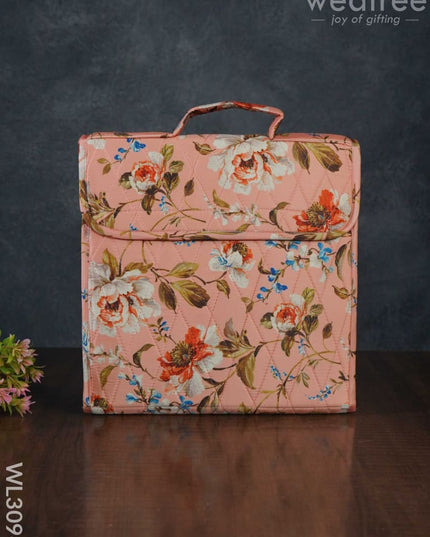 Floral Design Jewel Pouch With Handle (10X10) - Wl3096 Pink Organizers