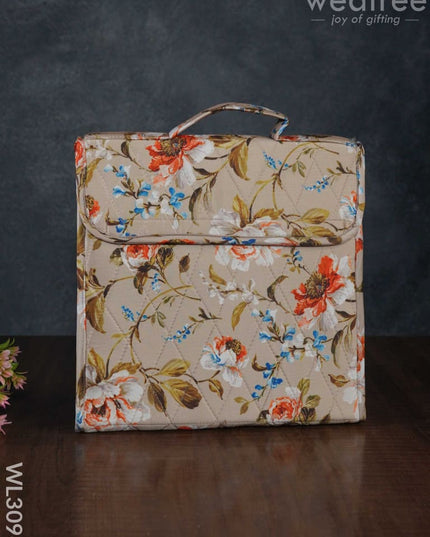 Floral Design Jewel Pouch With Handle (10X10) - Wl3096 Beige Organizers