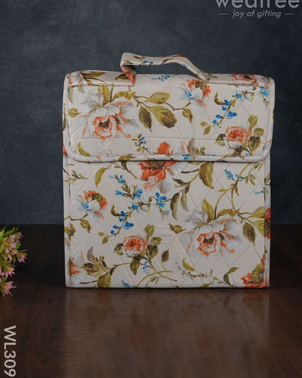 Floral Design Jewel Pouch With Handle (10X10) - Wl3096 White Organizers