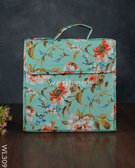 Floral Design Jewel Pouch With Handle (10X10) - Wl3096 Green Organizers